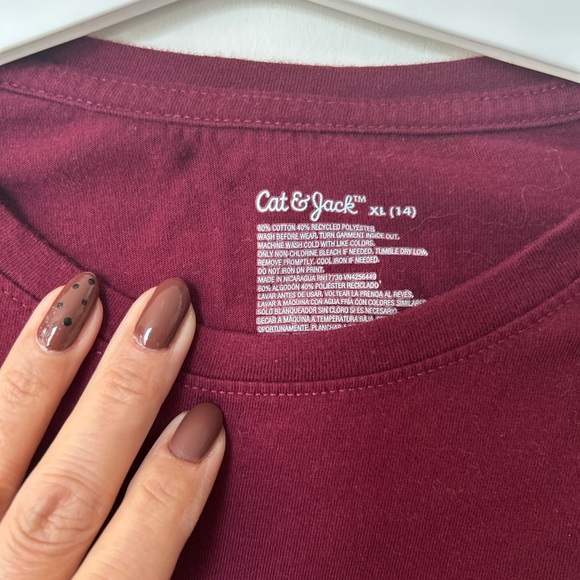 Cat & Jack Burgundy 'Happy & Thankful' Long Sleeve Tee XL - Picture 2 of 2